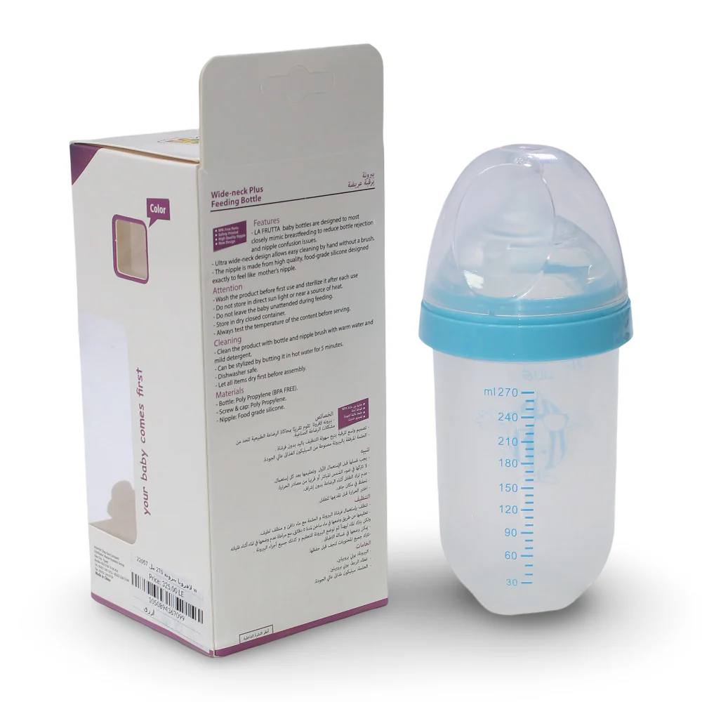 La Frutta Wide-neck Plus Feeding Bottle – (270 ml) Blue - Image 2