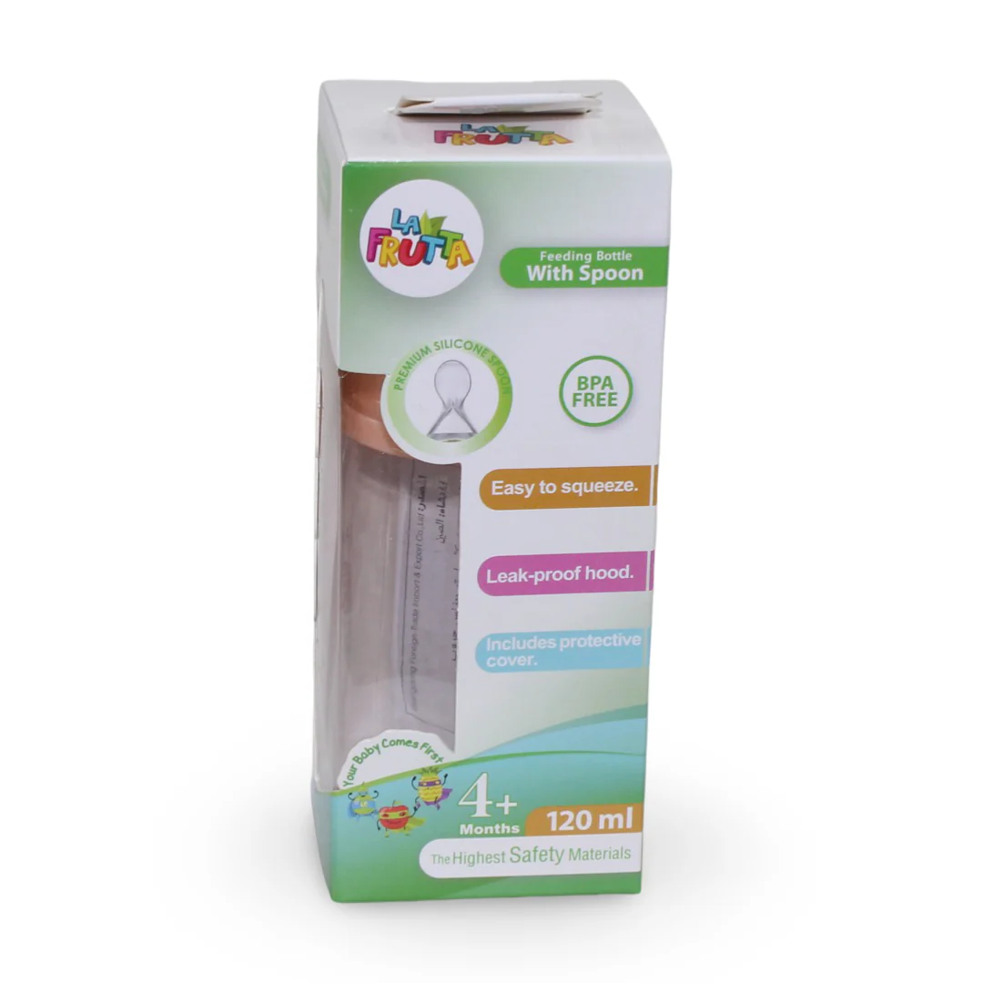 La Frutta Feeding Bottle with Silicone Spoon +4m 120ml – Orange