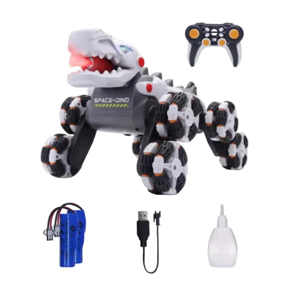 Dino Pioneer 8-Wheel Stunt RC Dinosaur Car Toy – White