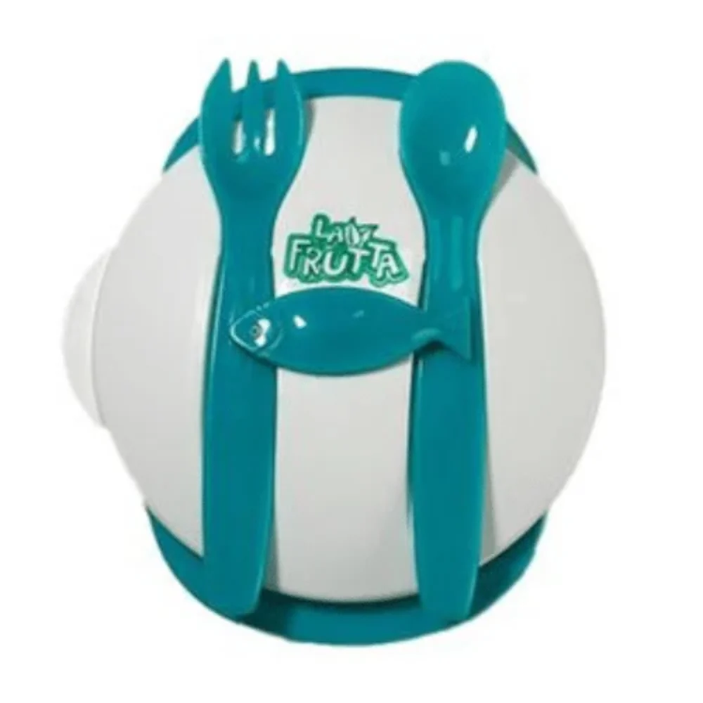 La Frutta Plate + (Spoon & Fork) Set For Kids – Turquoise