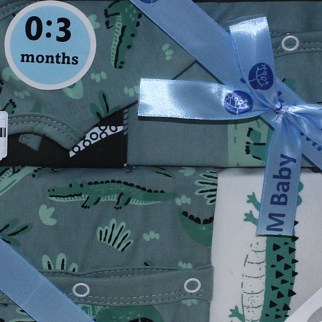Baby Boys Cotton Gift Clothes Box Mint & Off-White – 0-3m (5 Pcs) - Image 3