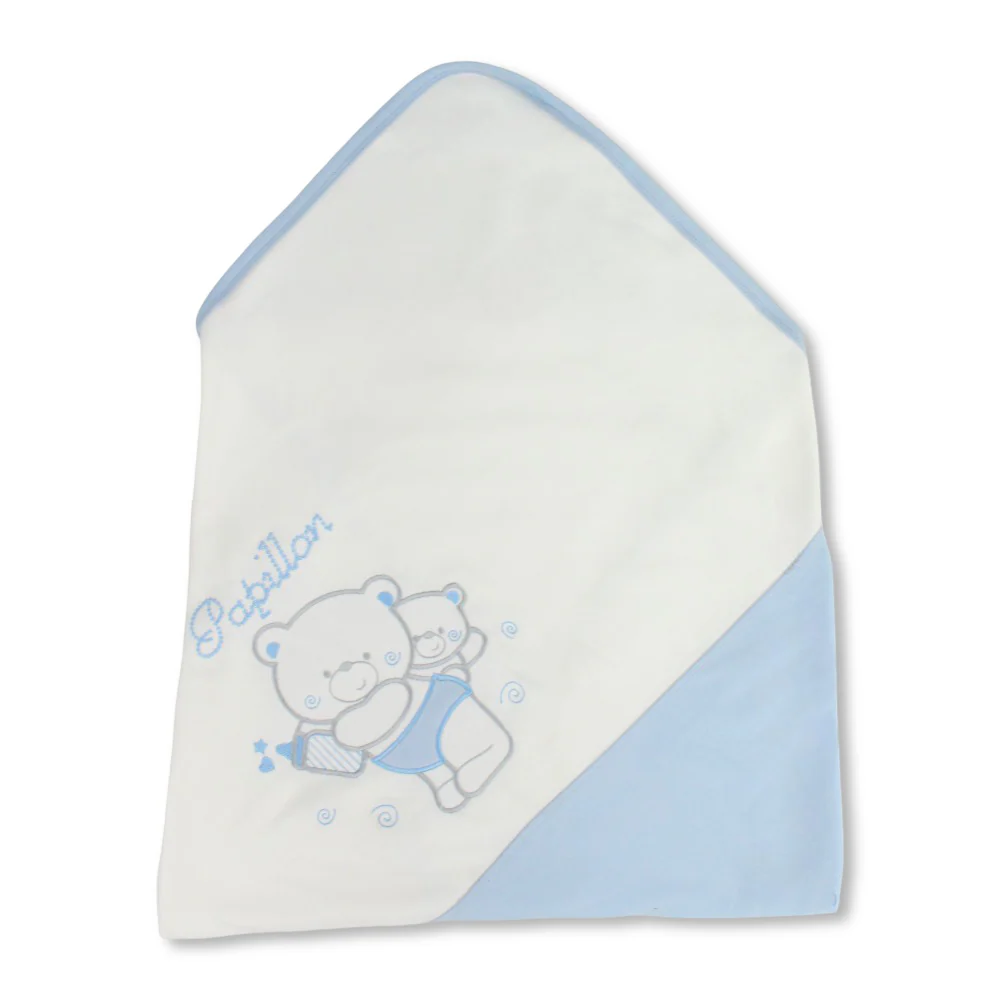 Cotton Baby Blanket with Teddy Bear Design - Image 2