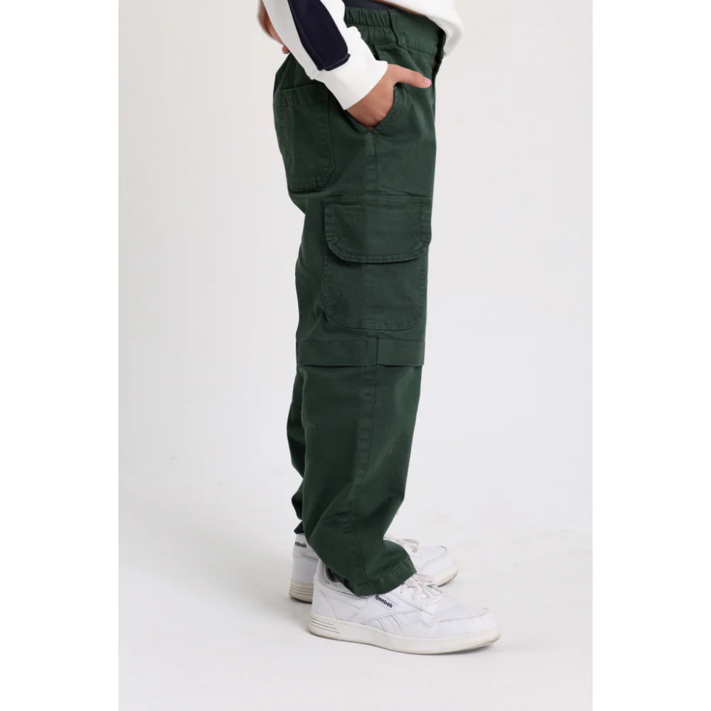 Unisex Gabardine Cargo Pants – Dark Green - Image 3