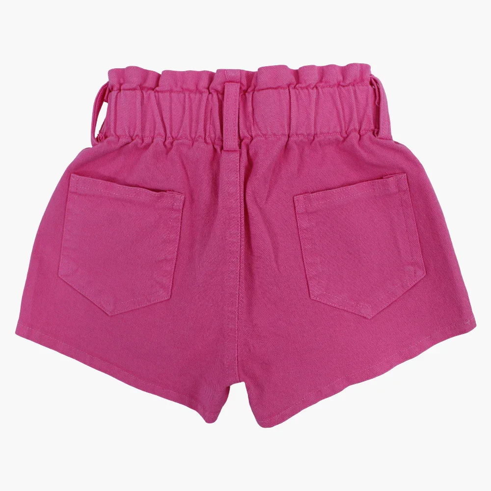 Girls Gabardine Shorts – Fuchsia - Image 2
