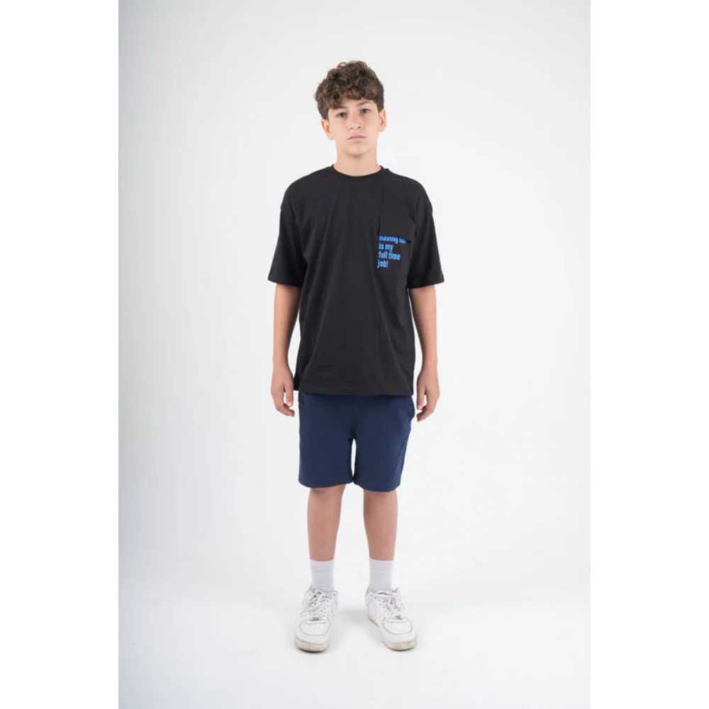 unisex kids black full time job cotton t-shirt - Image 4