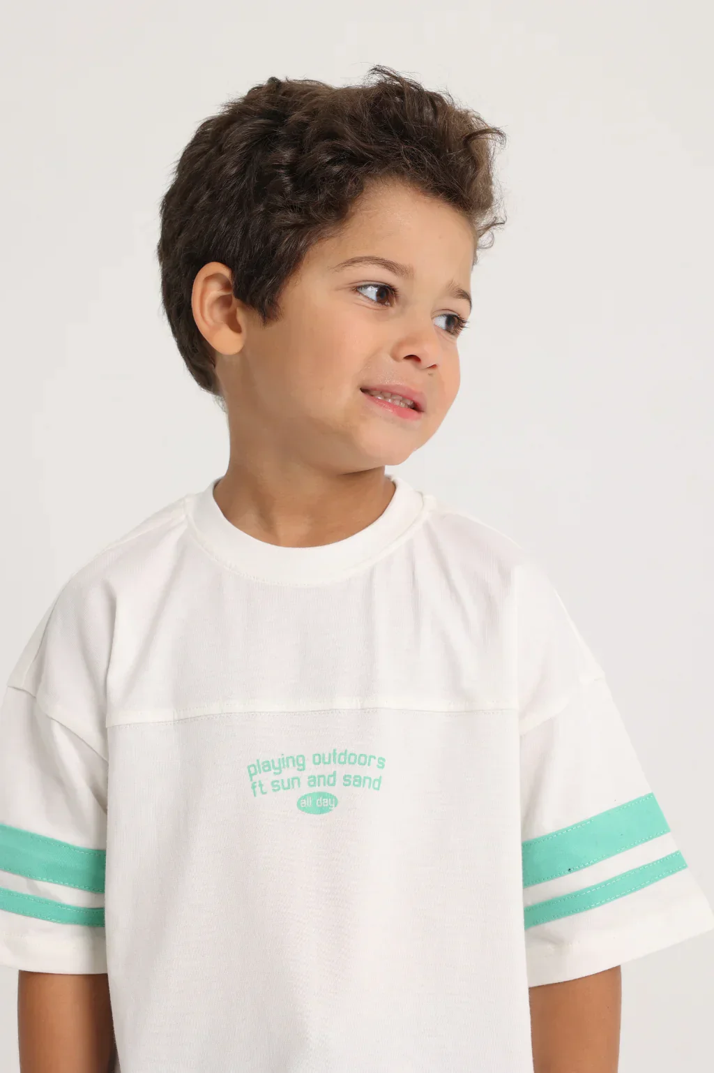 Unisex Kids Cotton T-Shirt – Off-white "Playing Outdoors" - Image 3