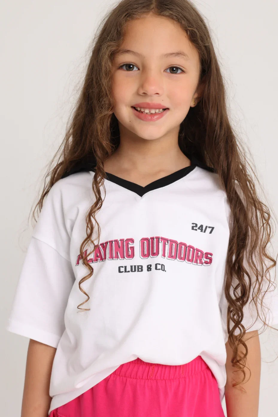 Unisex Kids Short-Sleeved Cotton T-Shirt – White "PLAYING OUTDOORS" - Image 2