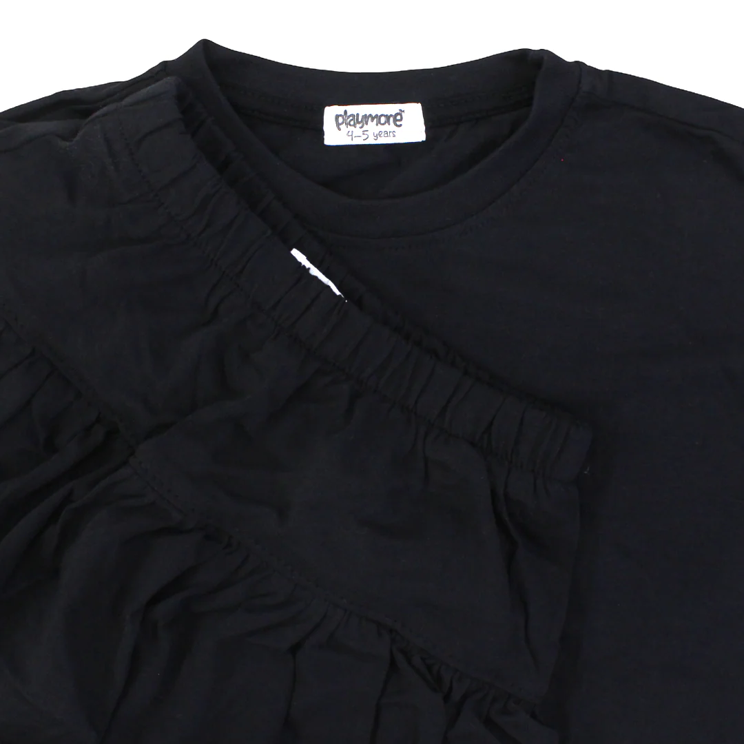 Girls Cotton Outfit Set – Black - Image 6
