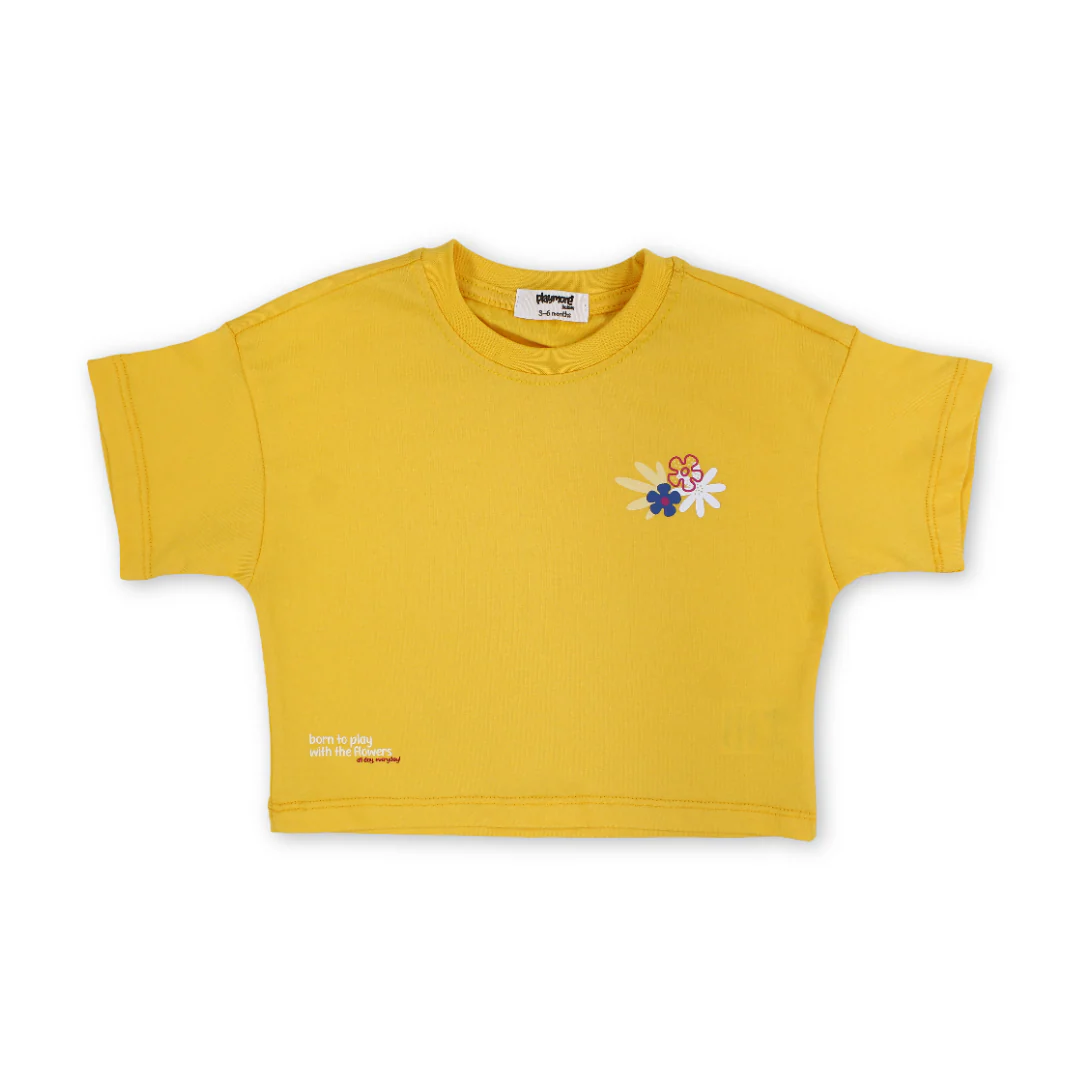 Unisex Baby Cotton T-Shirt – Yellow - Image 3