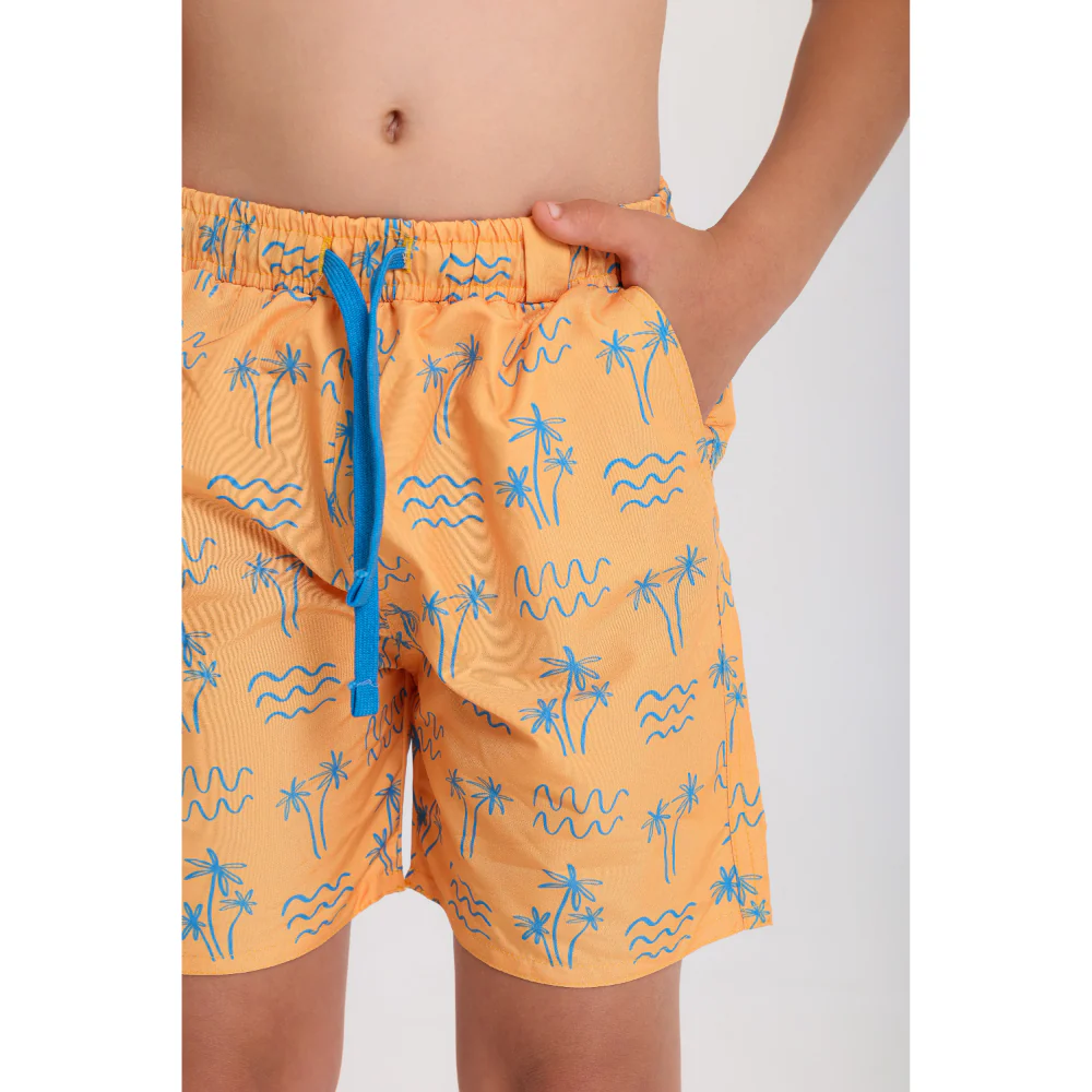 Boys Swimsuit – Mustard with Palm Print - Image 3