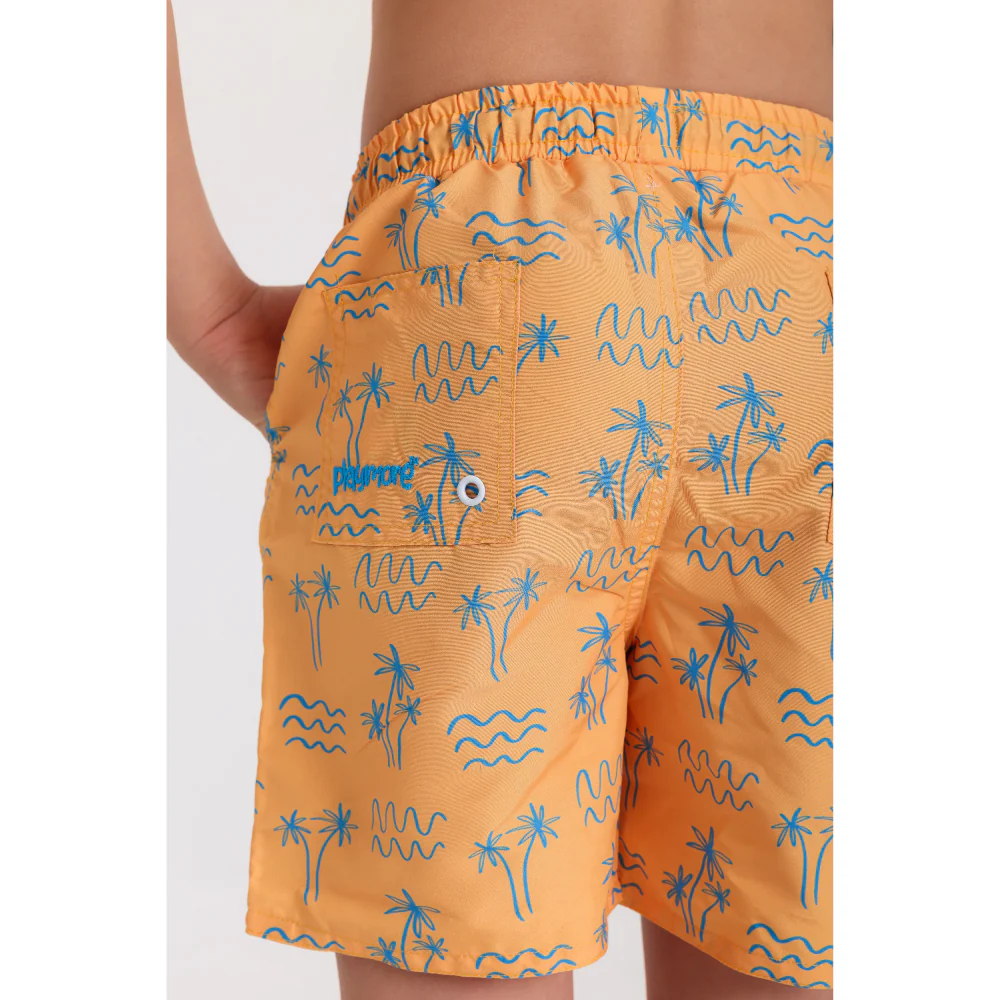 Boys Swimsuit – Mustard with Palm Print - Image 4