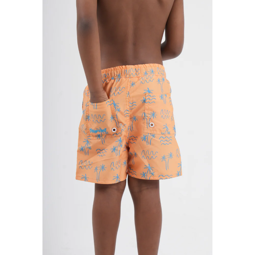 Baby Boys Swimsuit – Mustard with Palm Print - Image 3