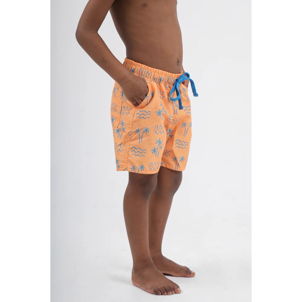 Baby Boys Swimsuit – Mustard with Palm Print - Image 4