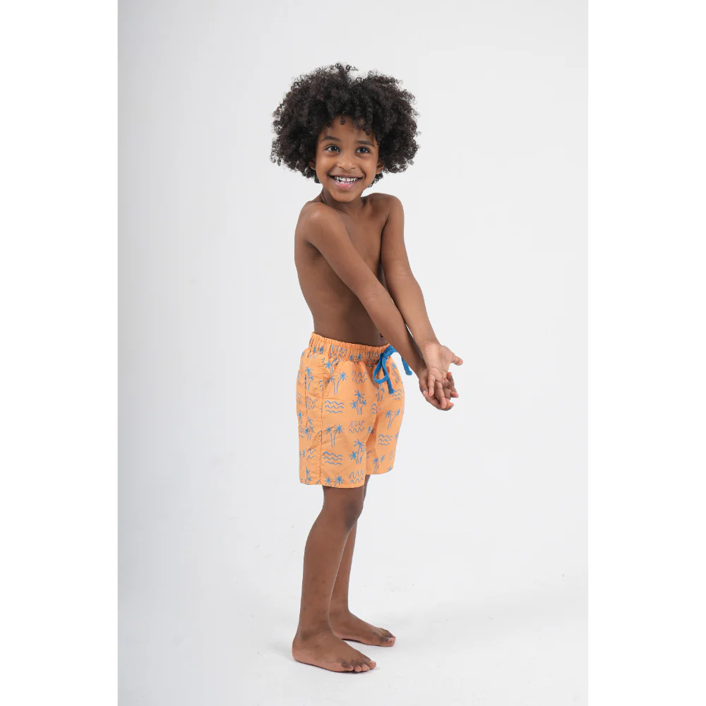 Baby Boys Swimsuit – Mustard with Palm Print - Image 5