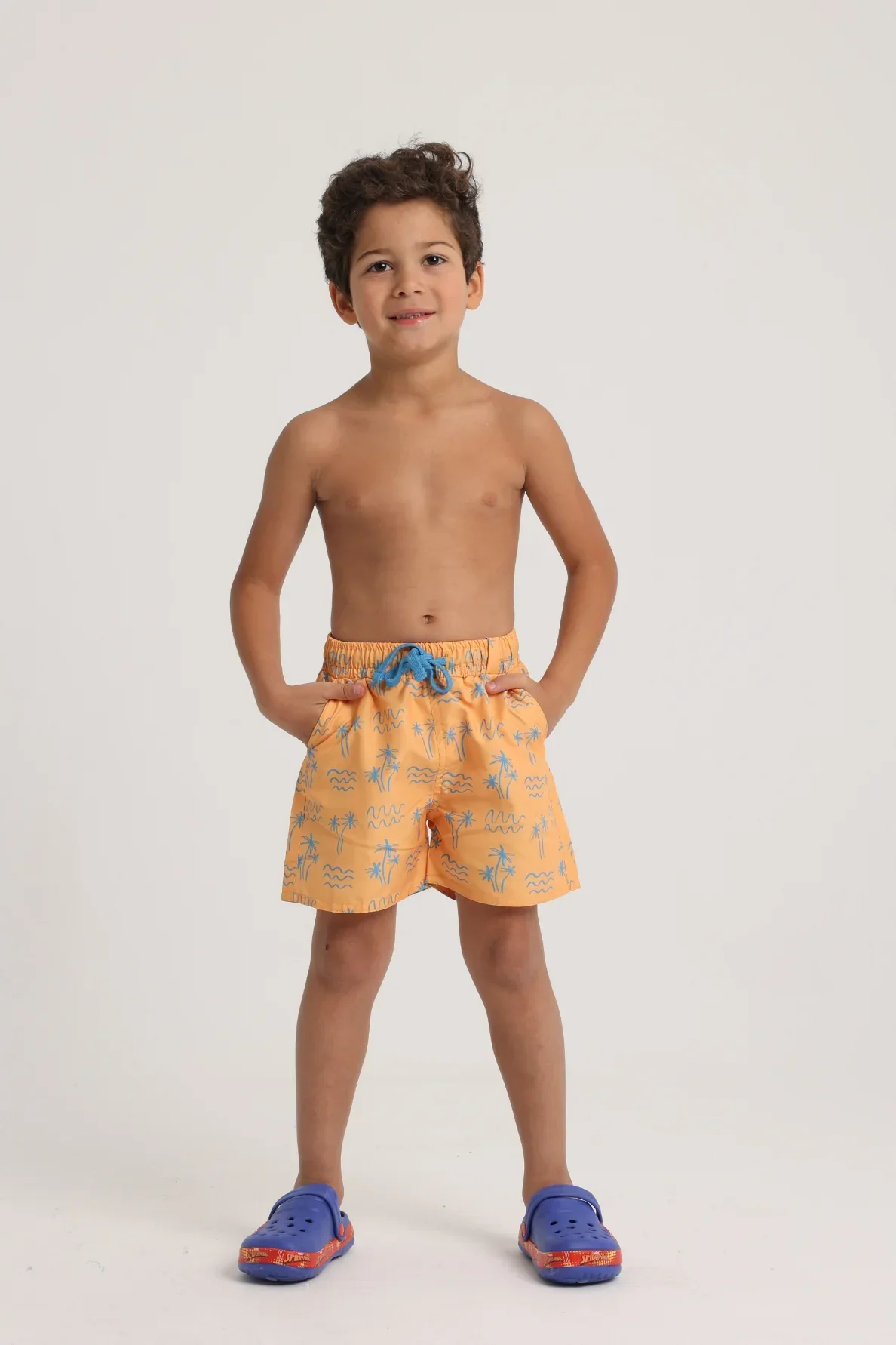 Baby Boys Swimsuit – Mustard with Palm Print - Image 7