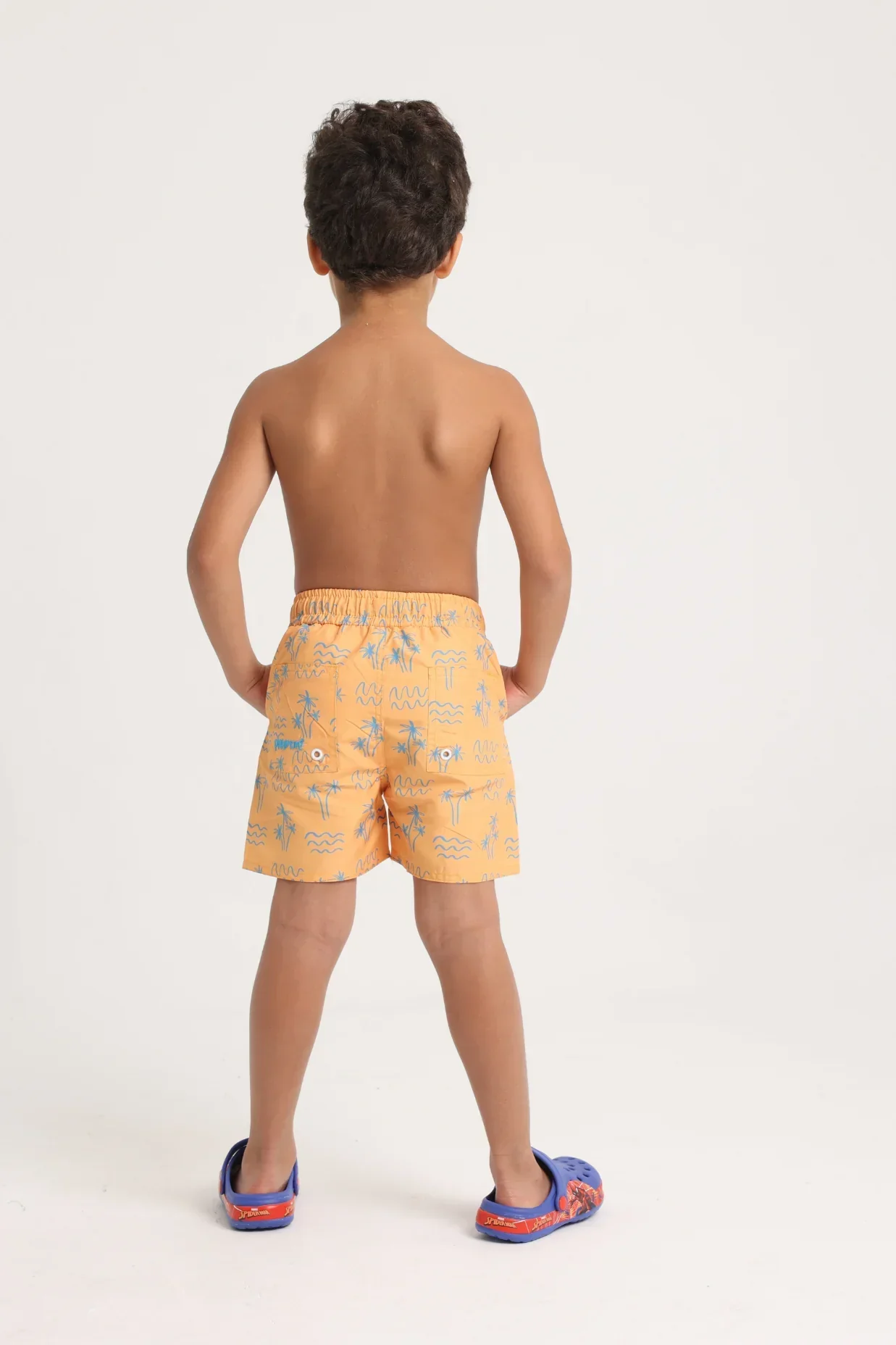 Baby Boys Swimsuit – Mustard with Palm Print - Image 8