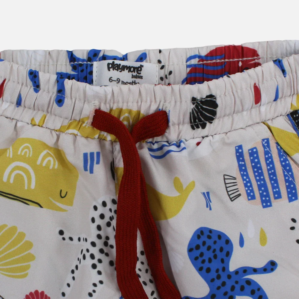 Baby Boys Swimsuit – Beige with Fish Print - Image 6