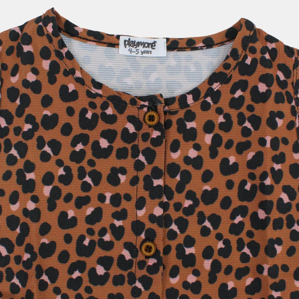 Girls Sleeveless Blouse – Brown Leopard Print - Image 3