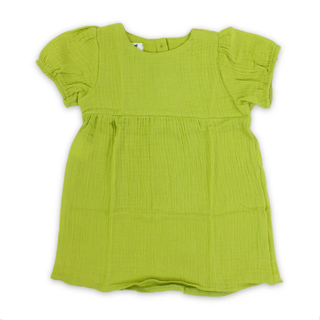 Baby Girls Cotton Dress – Light Green - Image 3