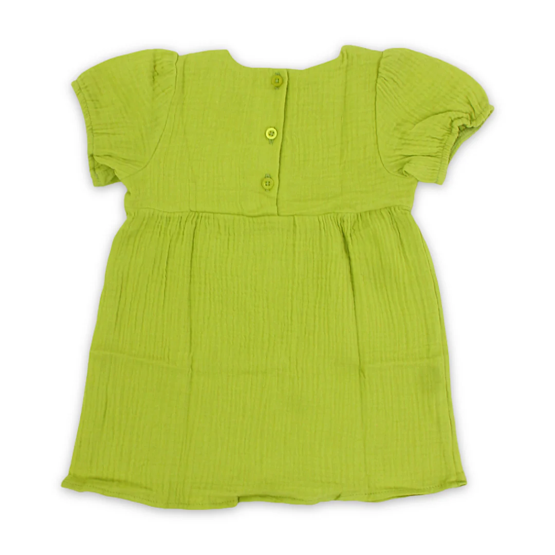 Baby Girls Cotton Dress – Light Green - Image 4
