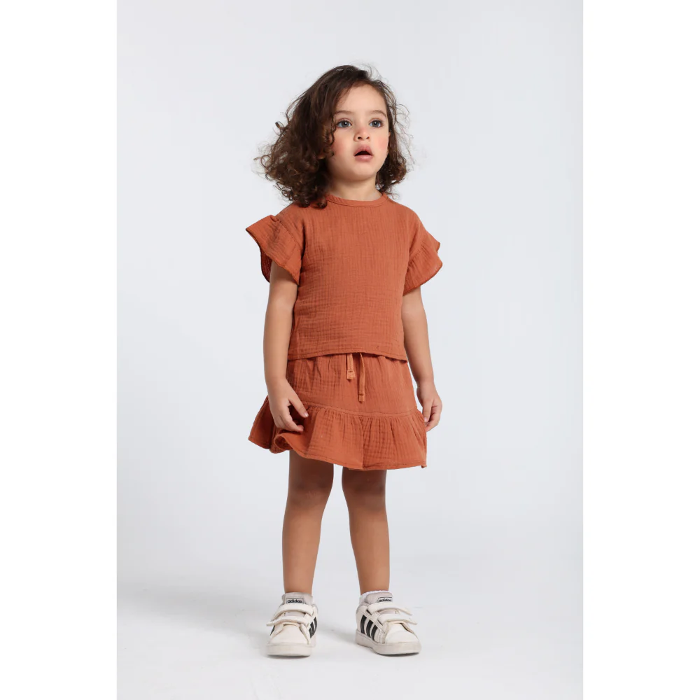 Baby Girls Cotton 2-Piece Outfit Set – Brick