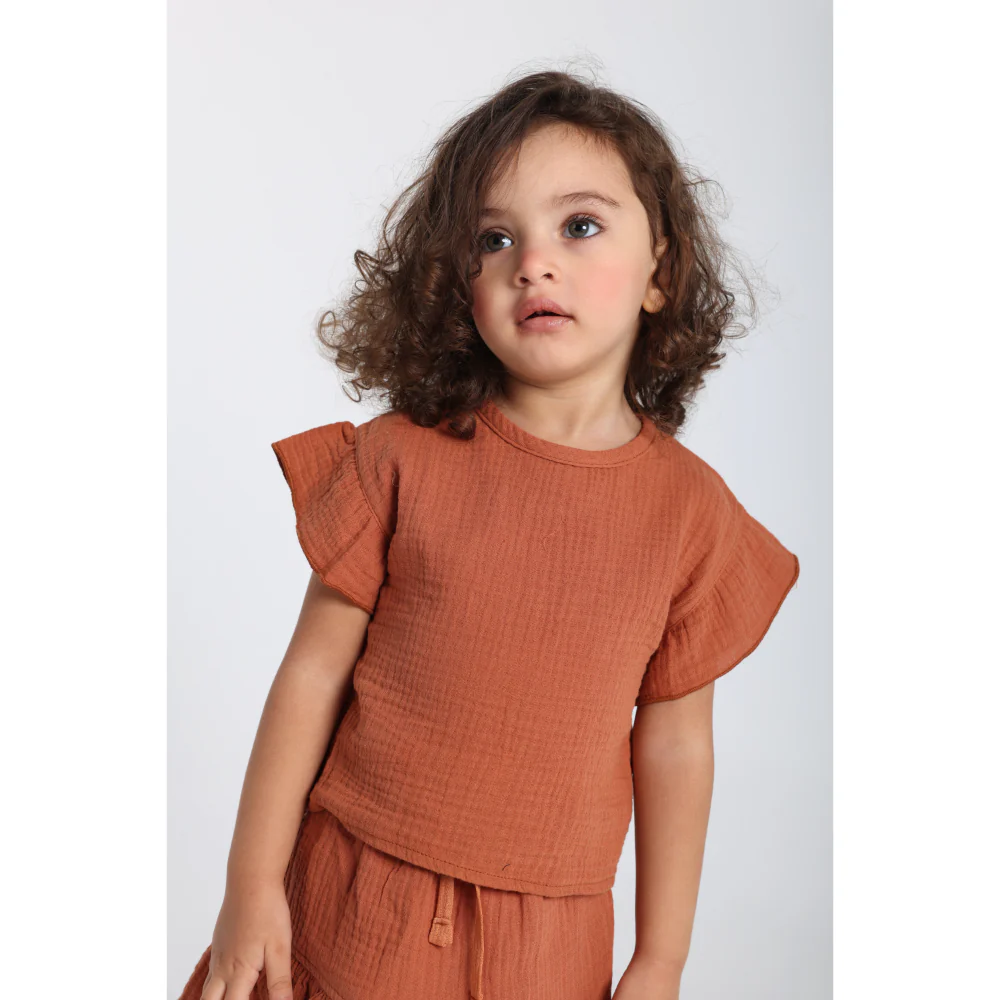 Baby Girls Cotton 2-Piece Outfit Set – Brick - Image 3