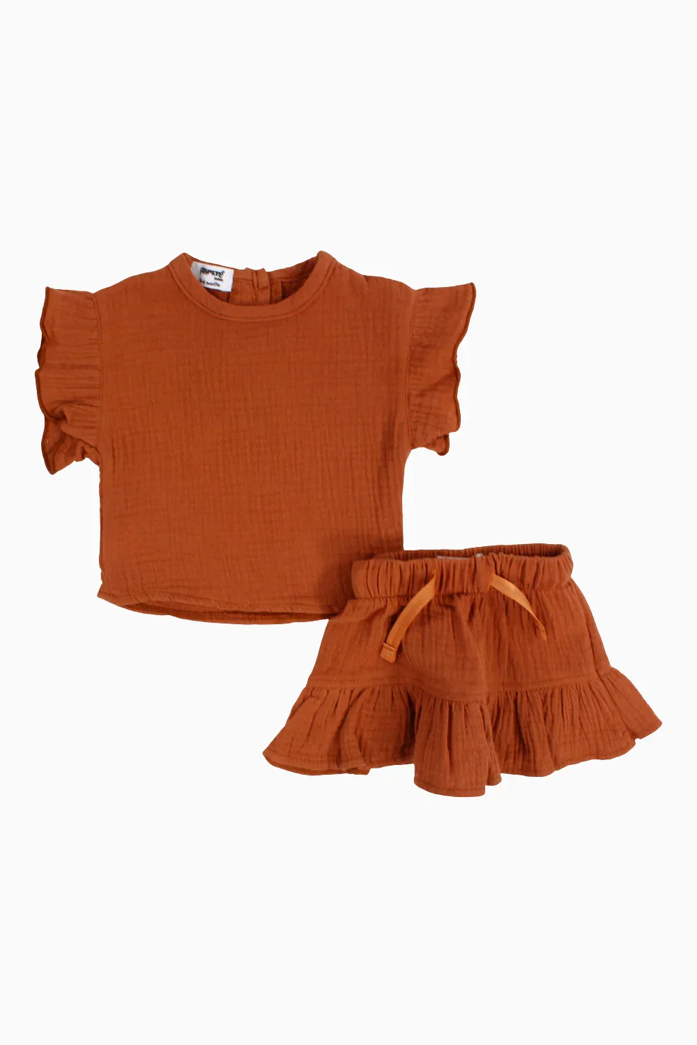 Baby Girls Cotton 2-Piece Outfit Set – Brick - Image 6