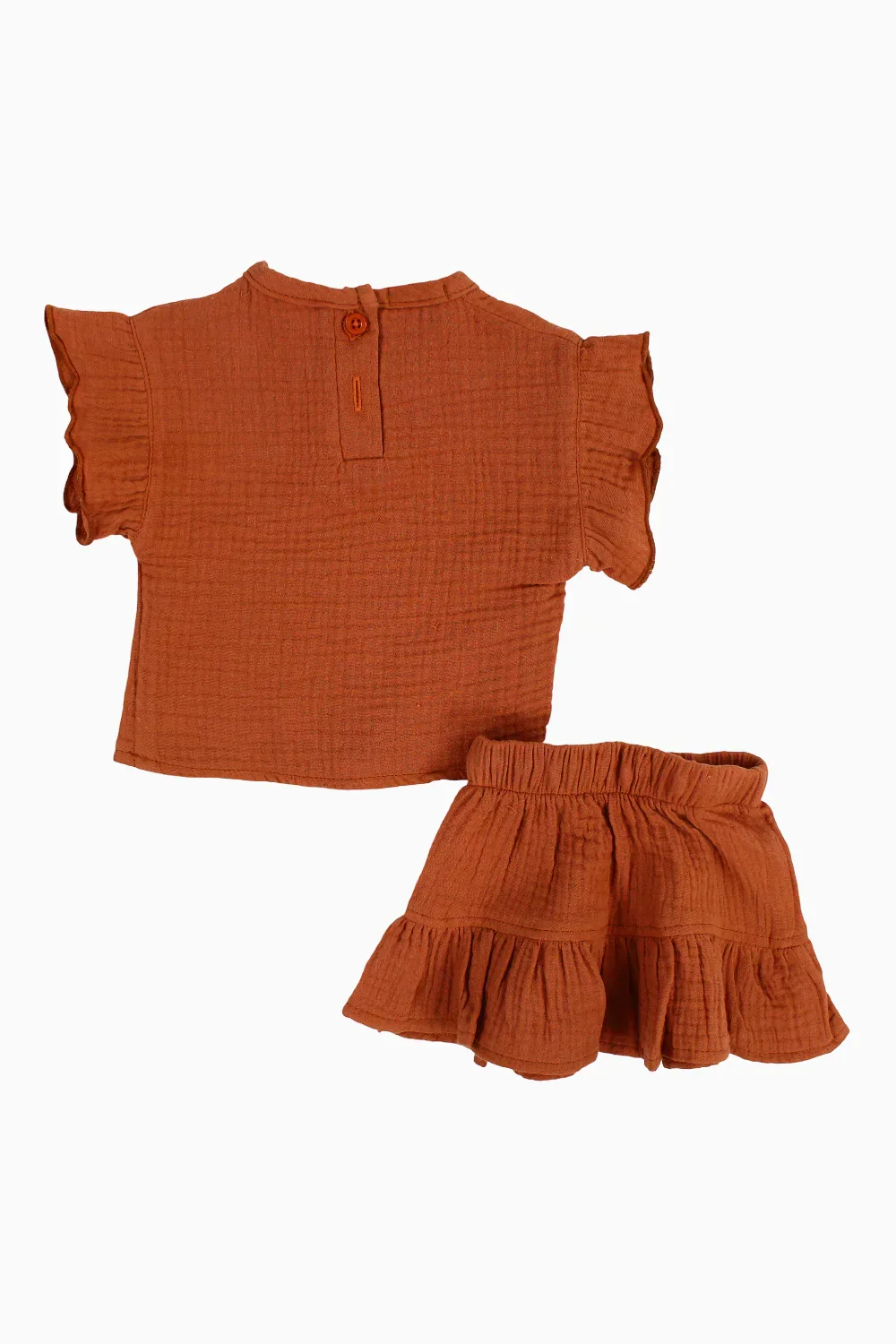 Baby Girls Cotton 2-Piece Outfit Set – Brick - Image 7