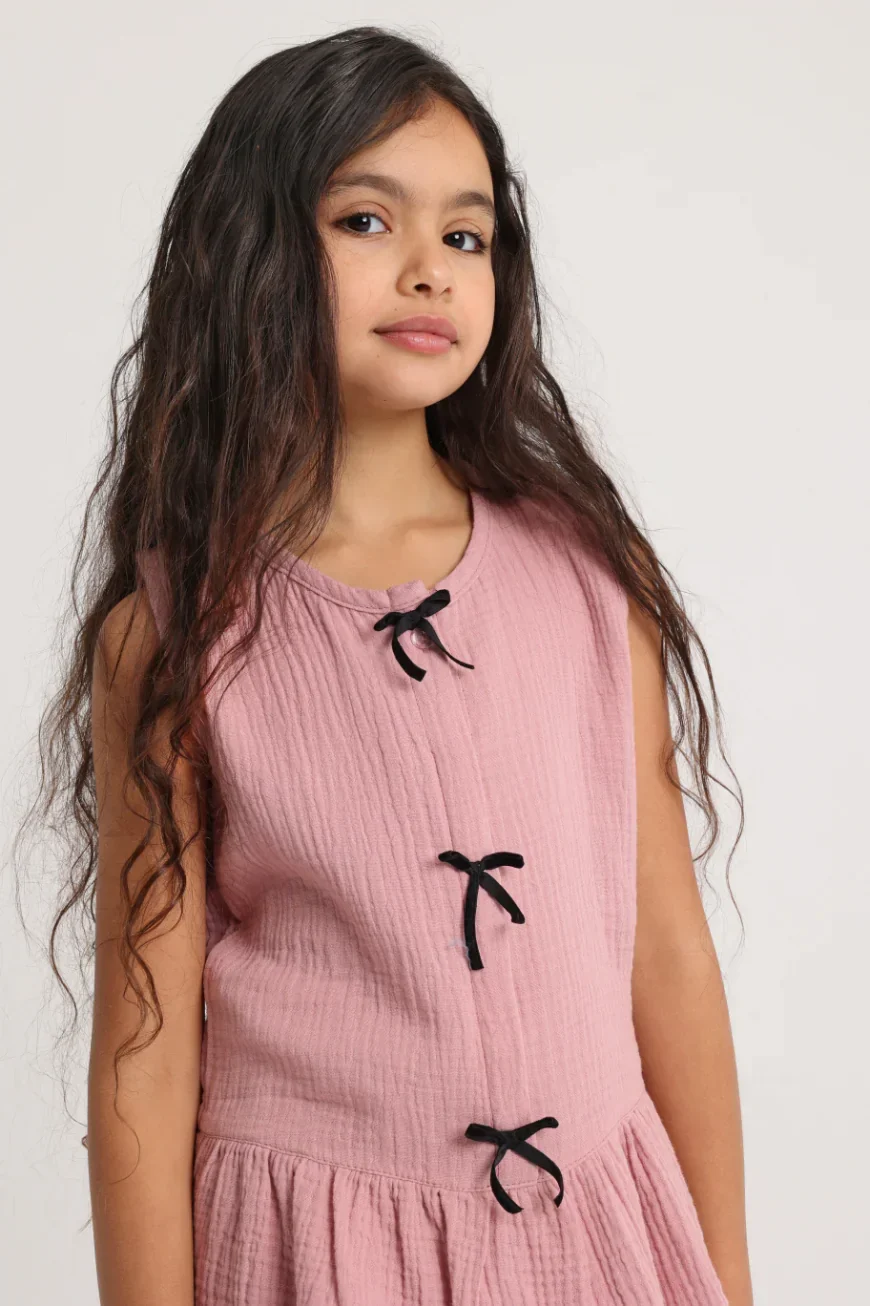 Girls Outfit Set – Dusty Pink (Sleeveless) - Image 3