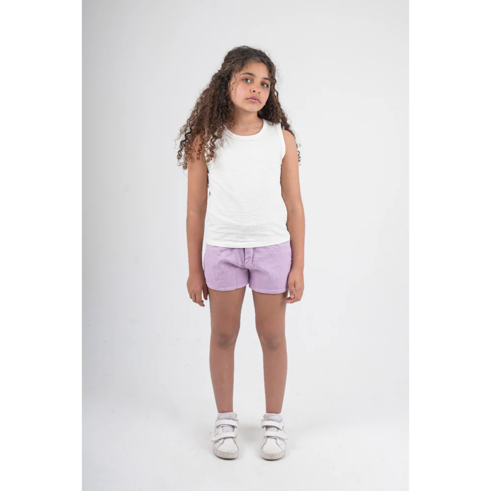 Girls Cotton Tank Top – Off white - Image 3