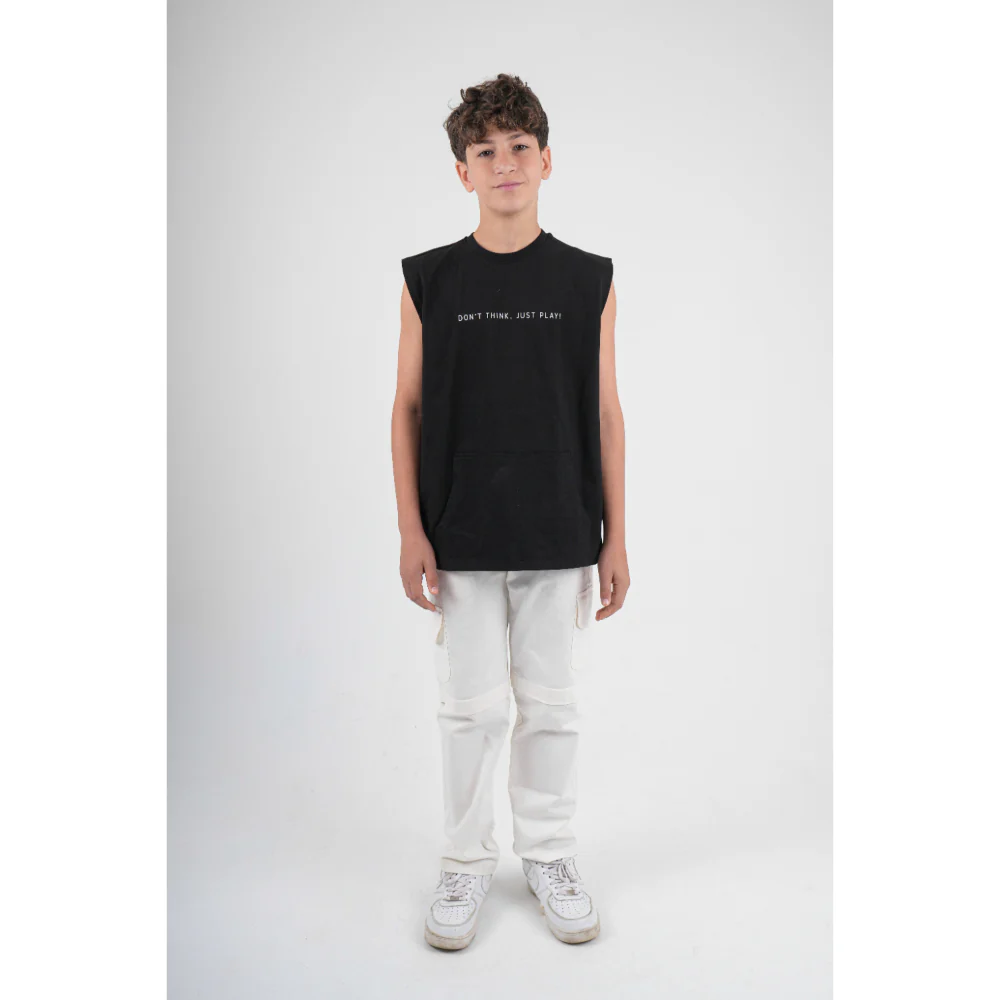 Unisex Cotton T-Shirt – Black with "DON’T THINK JUST PLAY" Print - Image 2