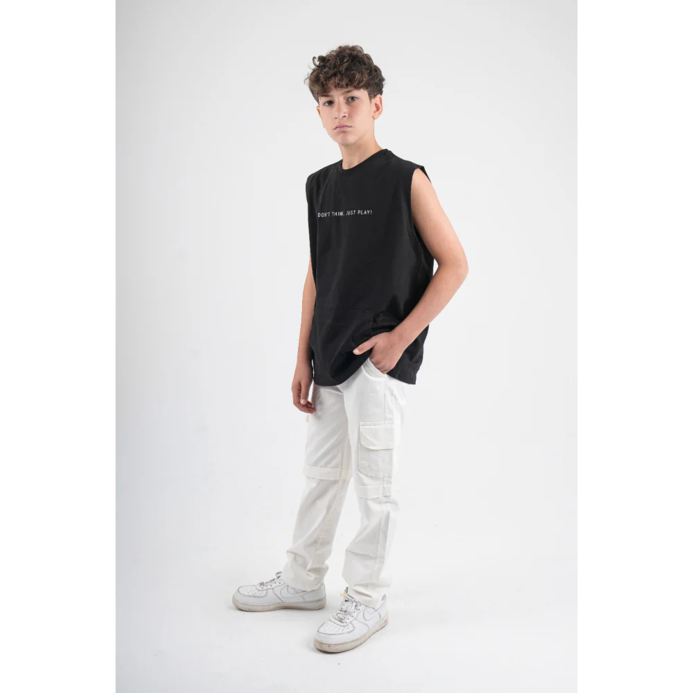 Unisex Cotton T-Shirt – Black with "DON’T THINK JUST PLAY" Print - Image 3