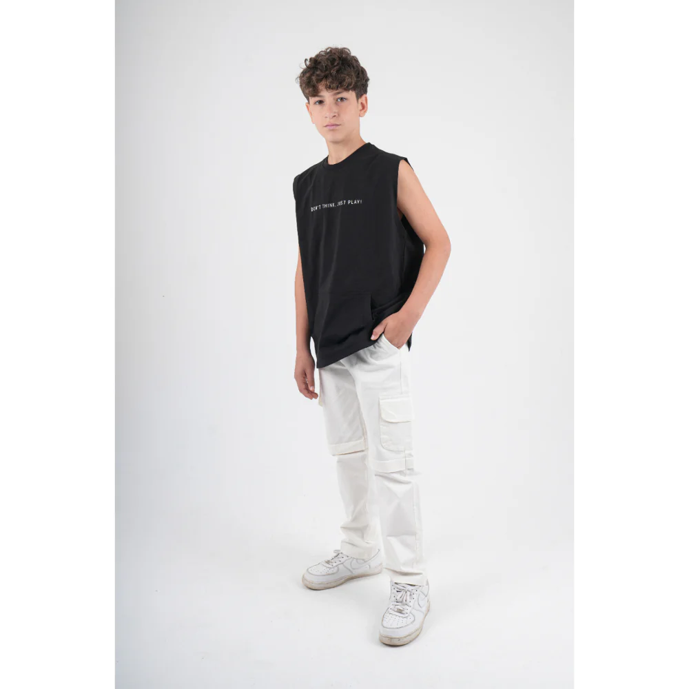 Unisex Cotton T-Shirt – Black with "DON’T THINK JUST PLAY" Print - Image 4