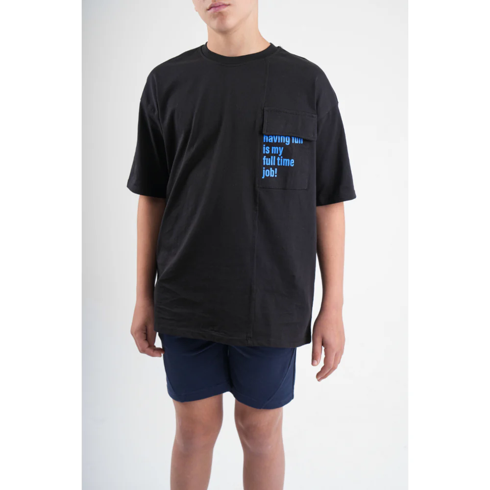 Teens Black Cotton T-Shirt – "Full Time Job" Print - Image 4