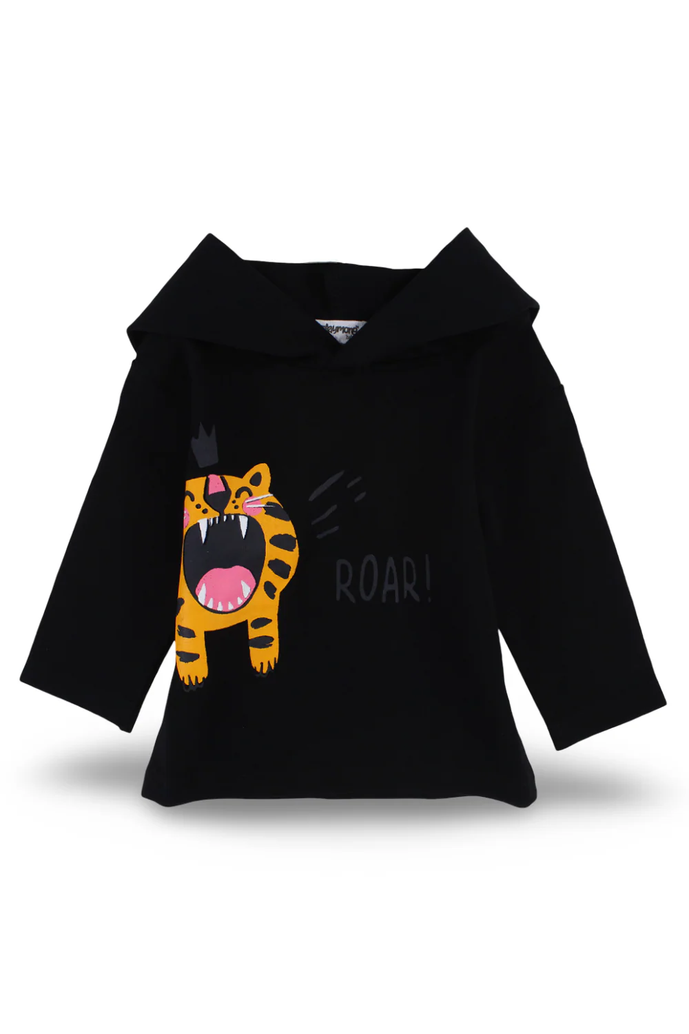 Baby Boys Cotton Hooded T-Shirt – Black with Little Tiger Print - Image 6