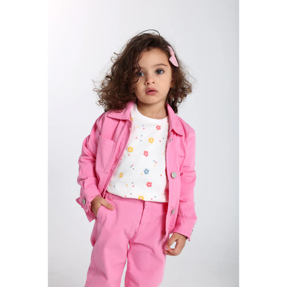 Baby Girls Cotton T-Shirt – Off-White with Flowers Print - Image 11