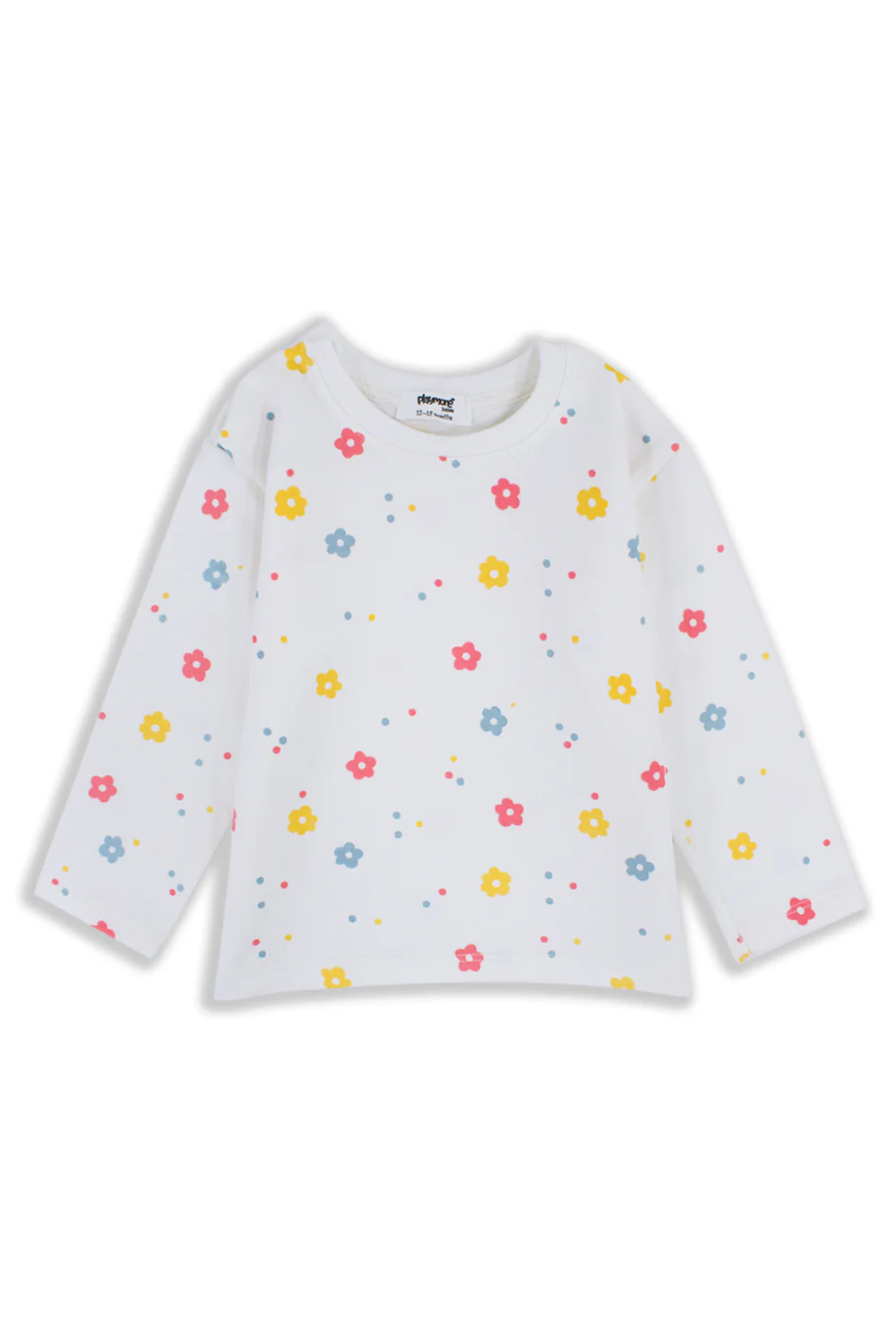 Baby Girls Cotton T-Shirt – Off-White with Flowers Print - Image 14