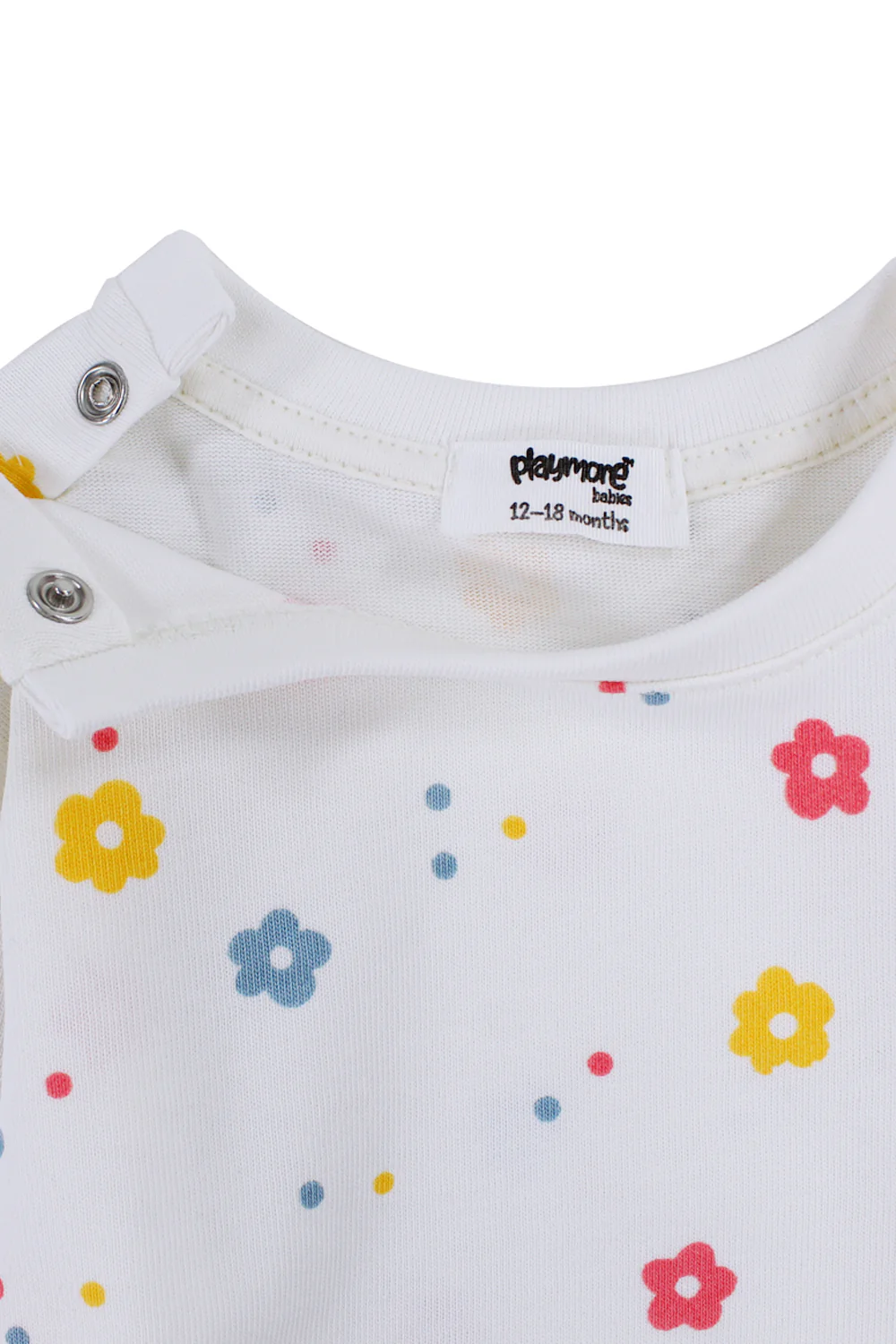 Baby Girls Cotton T-Shirt – Off-White with Flowers Print - Image 16