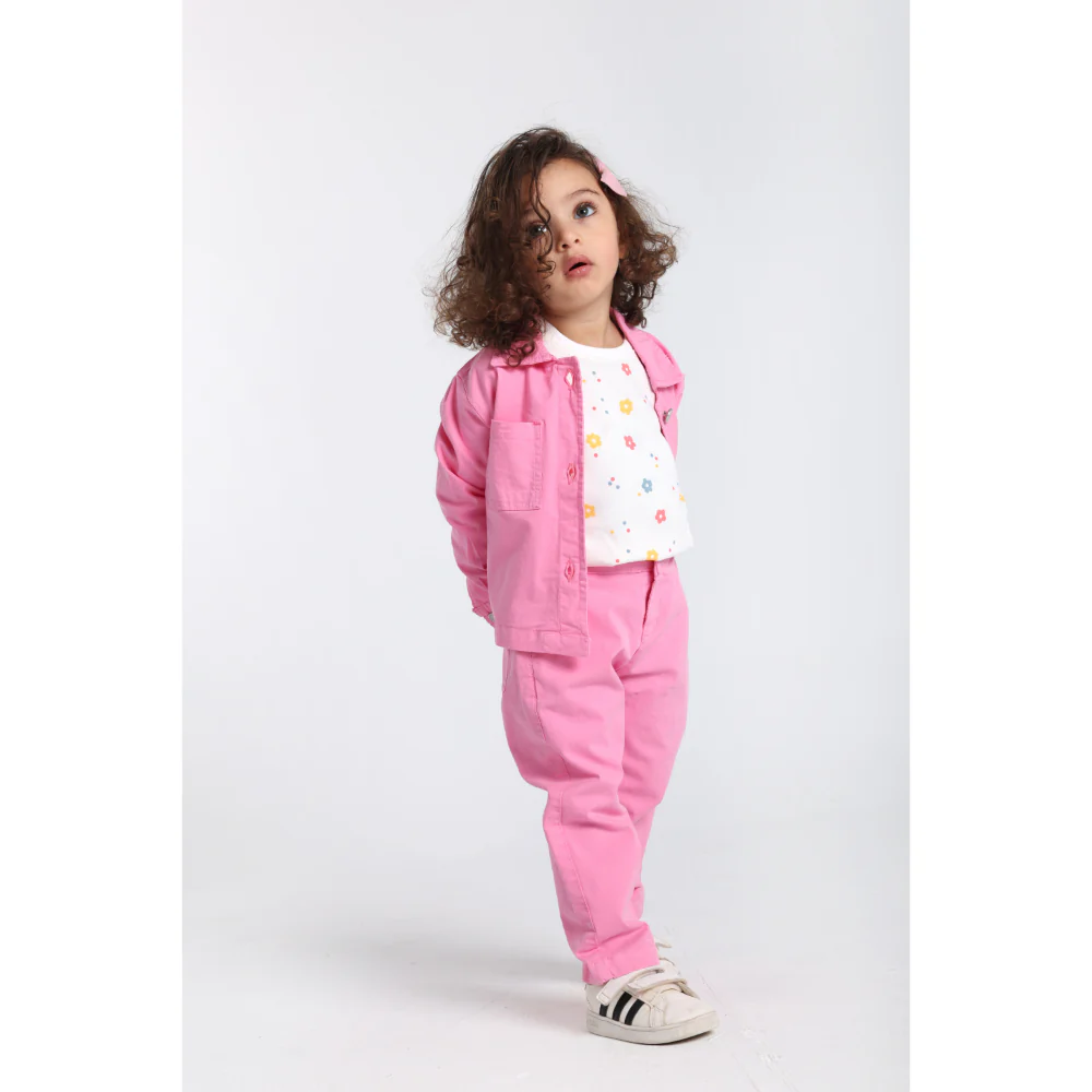 Baby Girls Cotton T-Shirt – Off-White with Flowers Print - Image 9