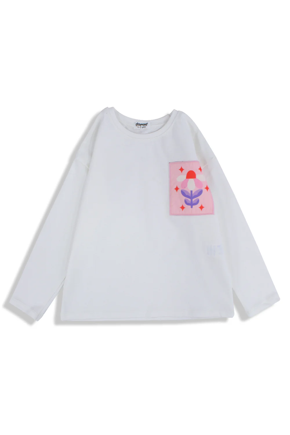 Girls Cotton T-Shirt – Off-White with Flower Print - Image 8