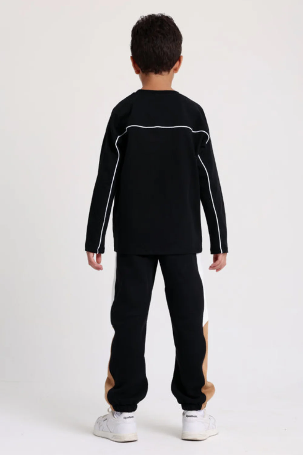 Unisex Cotton T-shirt Black with White Line Print - Image 9