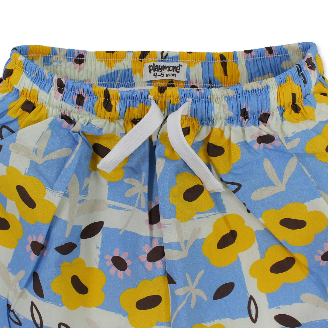 Girls Cotton Skirt – Baby Blue with Flowers Print - Image 8