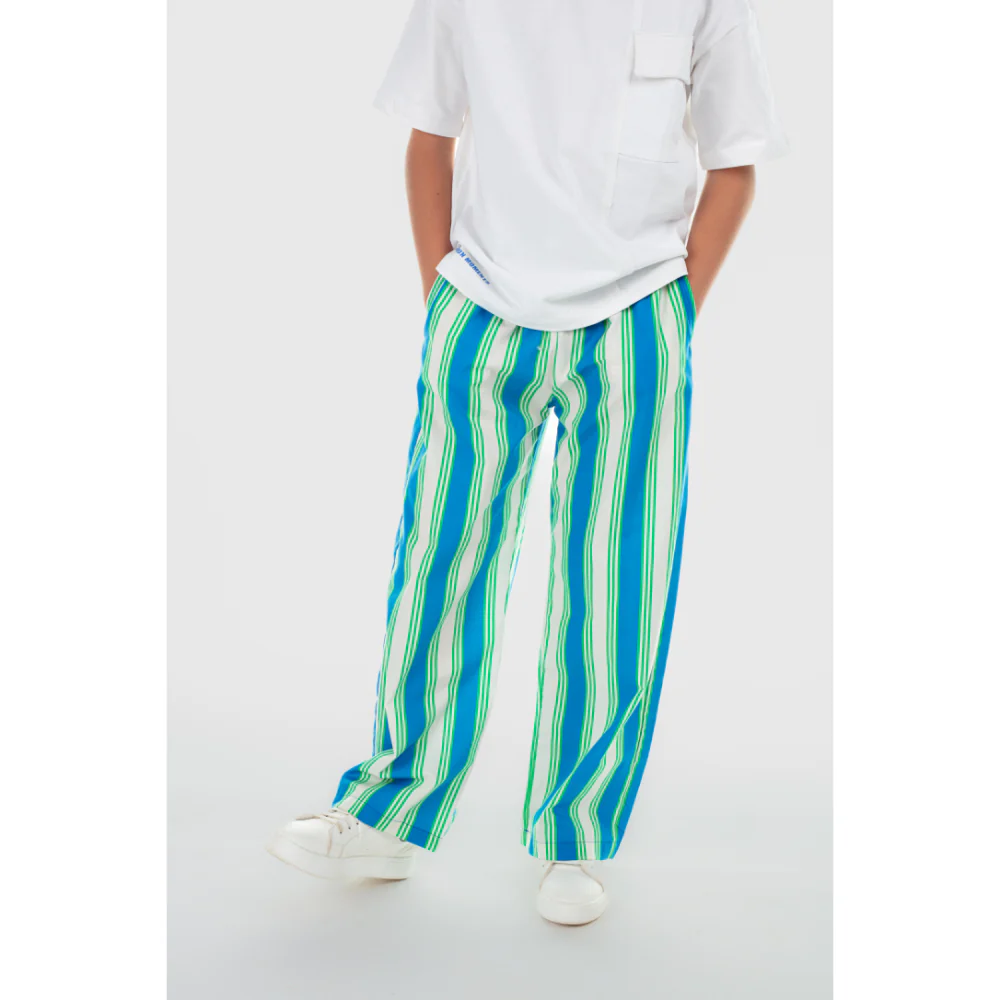 Unisex Cotton Pants – Blue & Off-White