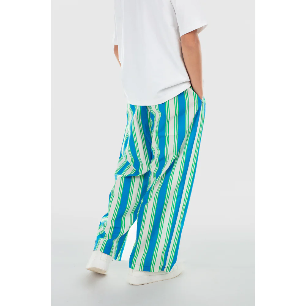 Unisex Cotton Pants – Blue & Off-White - Image 2