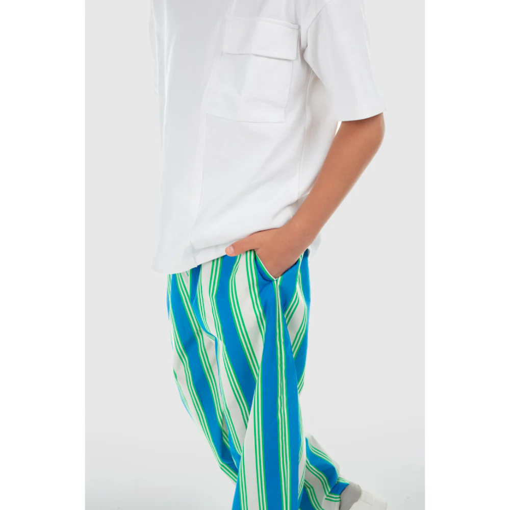 Unisex Cotton Pants – Blue & Off-White - Image 3