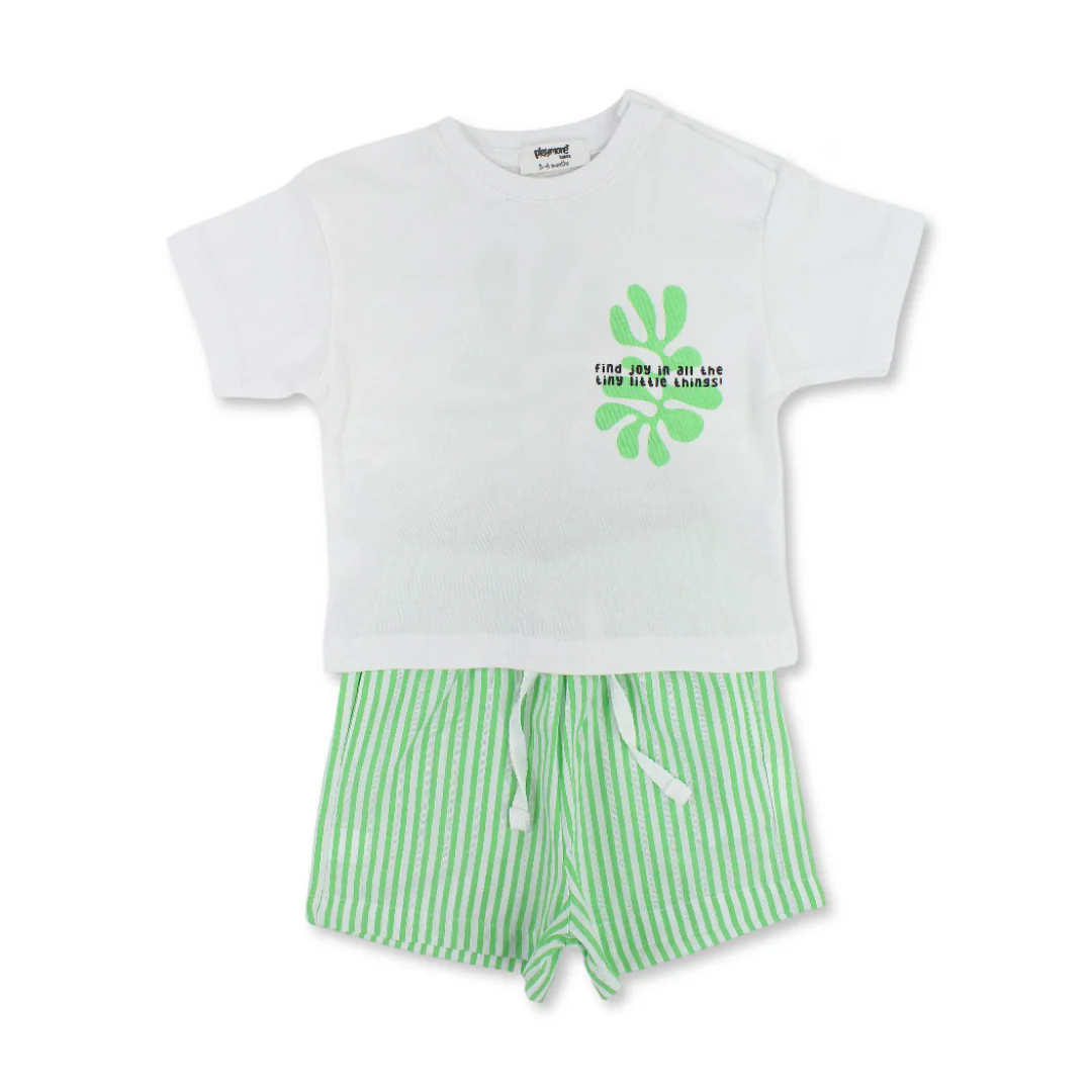 Baby Boys Cotton Outfit Set – White & Green with "Find Joy" Print - Image 4
