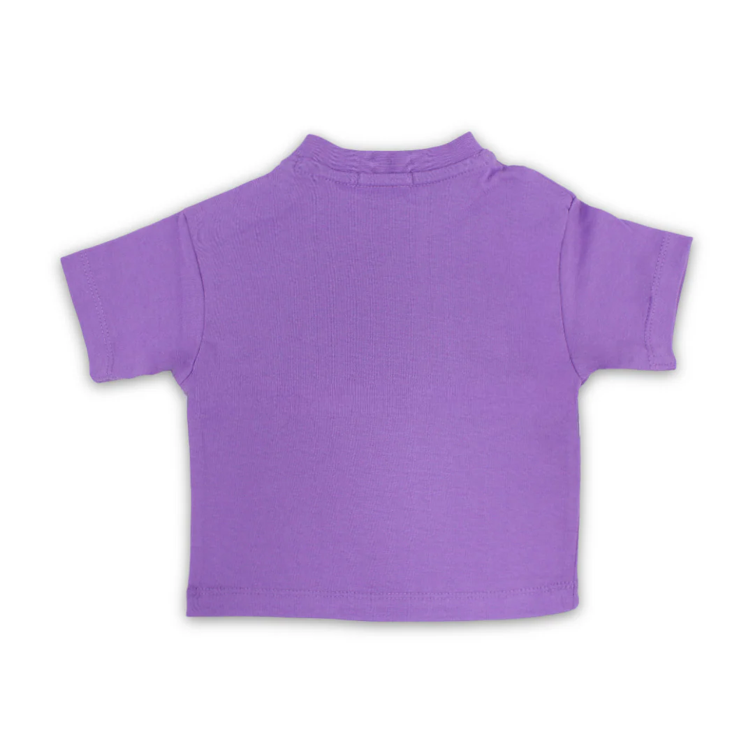 Baby Girls Cotton T-Shirt – Purple with Hearts Embroidery - Image 2