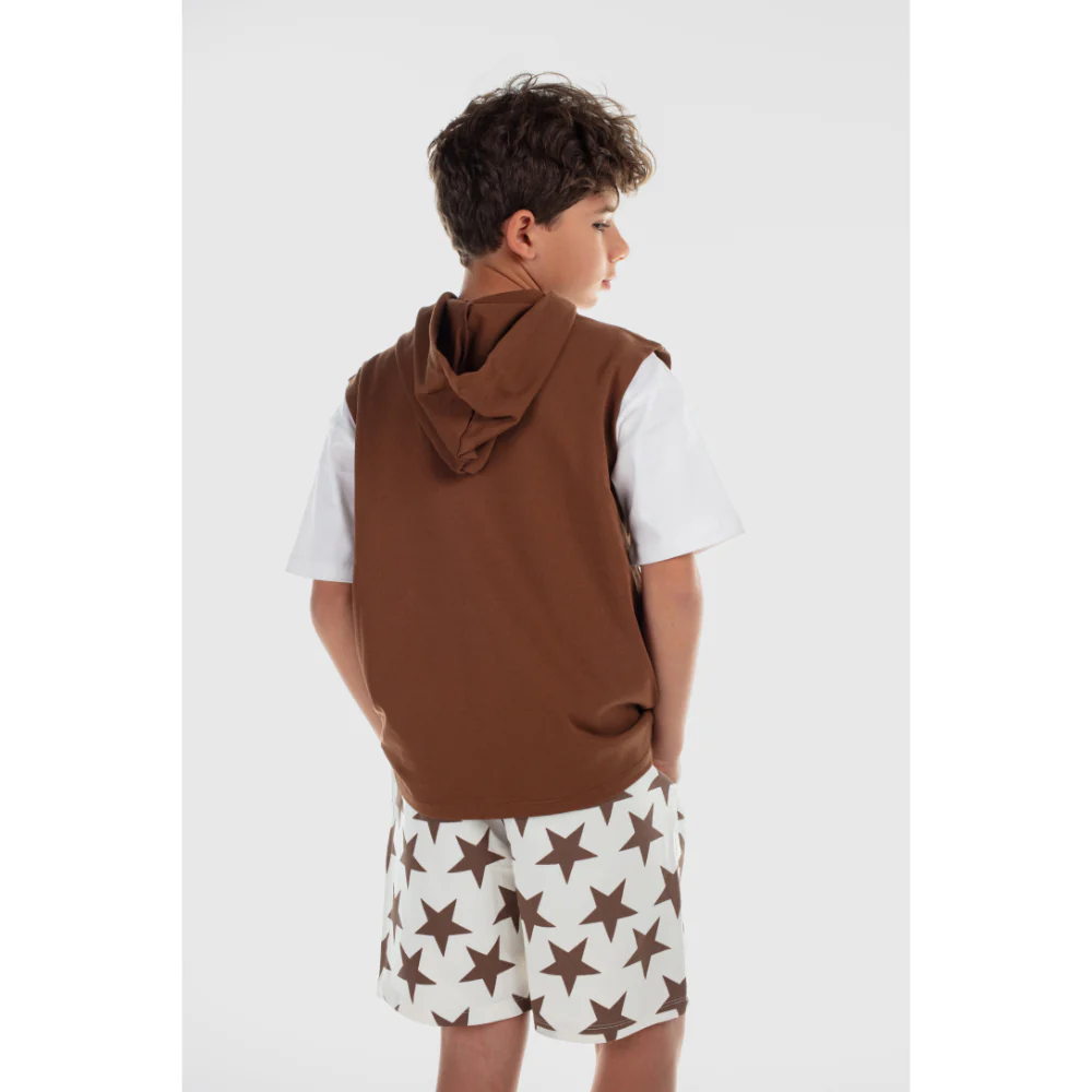 Boys Cotton Short – Off-White with Stars Print - Image 4