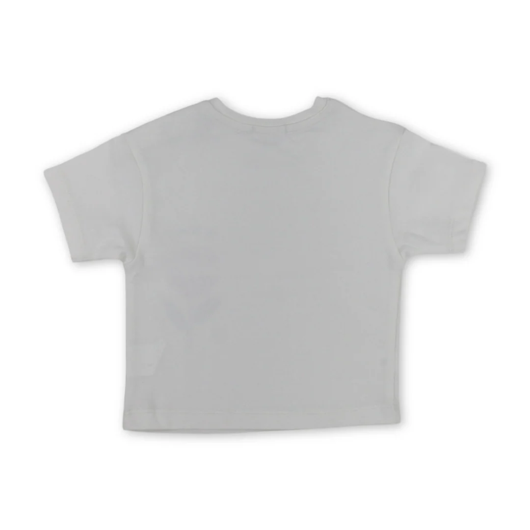 Baby Girls Cotton T-Shirt – Off-White with Flower Print - Image 5