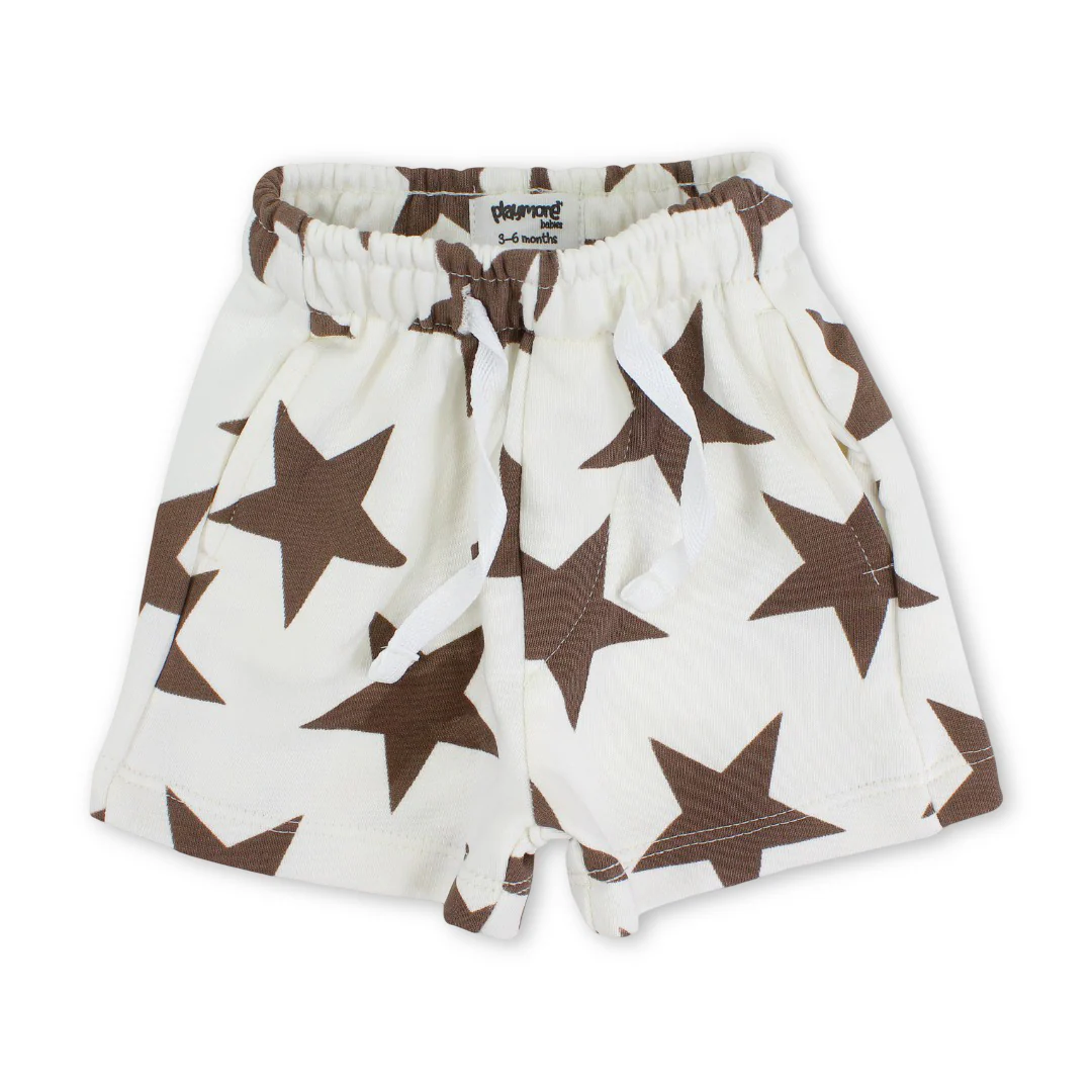 Baby Boys Cotton Shorts – Off-White with Stars Print - Image 6